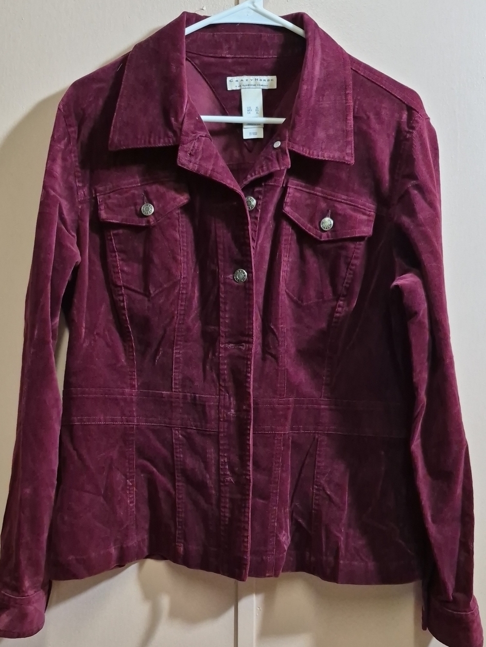 Crazy Horse Vintage 90s Burgundy Corduroy Button Down Jacket Xl